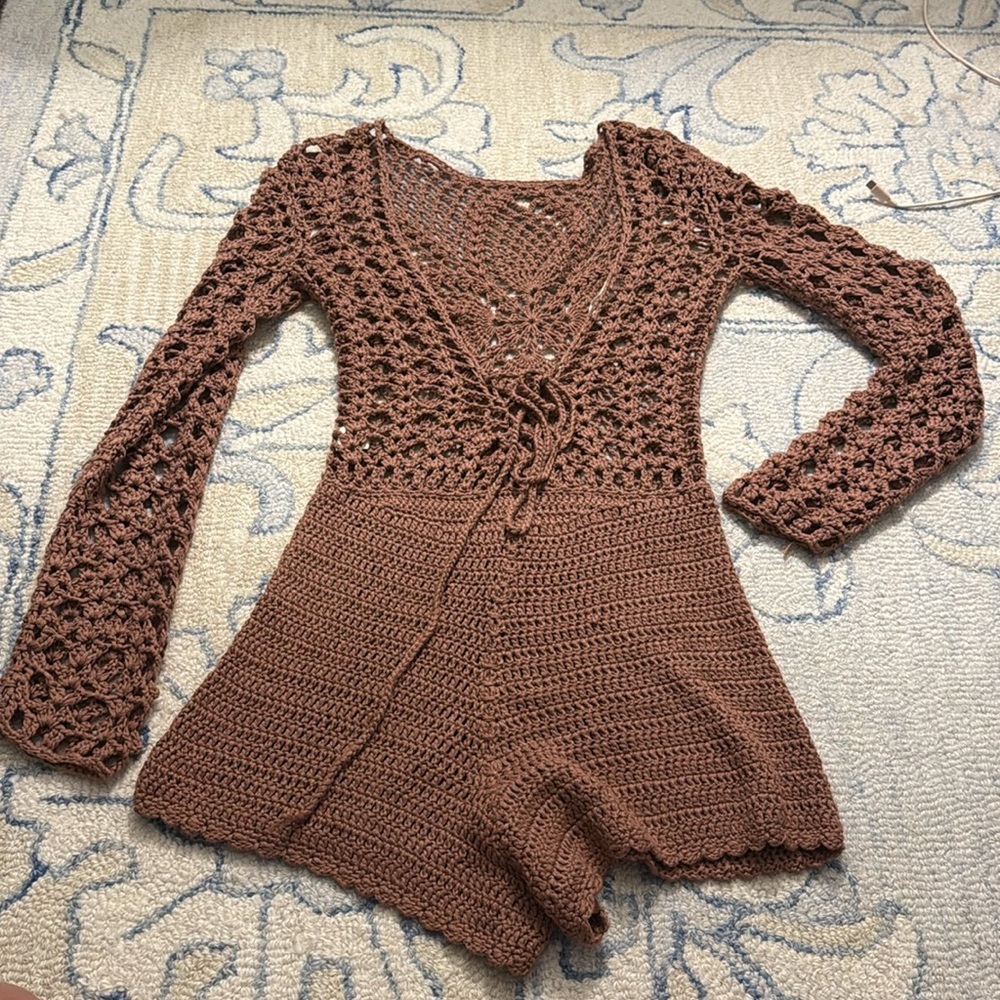 Missguided Chocolate Crochet Women Sweater - Picture 3 of 3